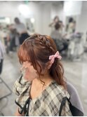 編み込みふわふわウェーブ
