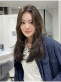 レイヤーカットブリーチなし透明感カラーオリーブグレージュ
