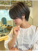 ショート×ハイライト白髪ぼかし×マチルダボブ[心斎橋]