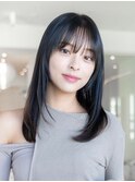 フェイスレイヤーミディアムストレート似合わせカット前髪