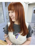 オレンジ×レイヤーカット