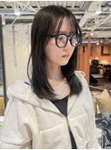 山本/レイヤーカット前髪顔周りオリーブグレージュブリーチなし