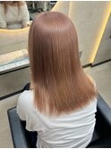 ハイライトカラーくびれヘアアプリコットオレンジ
