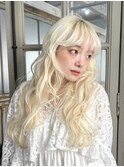 ホワイトブロンドダブルカラーケアブリーチハイトーンレイヤー