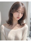 美髪レイヤーカット/顔まわりレイヤー/くびれミディアムレイヤー