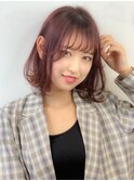 【遠藤】チェリーピンク小顔ボブ10代20代30代シースルーバング