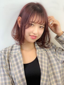 ウィステリア 銀座(WISTERIA) 【遠藤】チェリーピンク小顔ボブ10代20代30代シースルーバング
