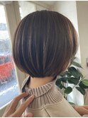 マッシュボブ丸みショートボブアッシュブラウン艶カラー世田谷