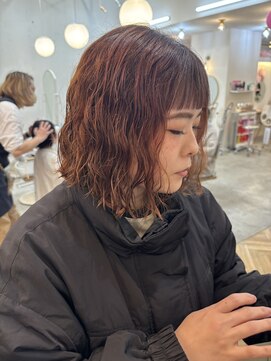 ロミー 本厚木(ROMMY.) ボブパーマデジパコテ風巻きオン眉ぱっつんオレンジブラウン