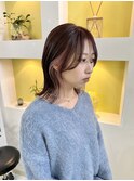 【顔まわりカットミディ×インナーピンクベージュ】