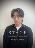 面長に似合うセンターパート