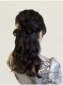 華やかハーフアップヘアセット