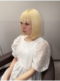 ◯ブロンドボブ　ハイトーン　ブリーチ　金髪