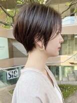 大人可愛いナチュラルショートボブデザインカラーローライト