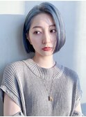 アイスブルーボブ_エアリーミディショートパーマ_28333