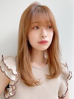 小顔前髪Aラインボブイヤリングカラーかきあげマロンベージュ♪