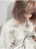 切りっぱなしボブ × ピンクベージュ【 ayana 】