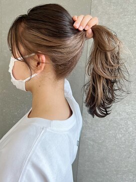 ロンドワン 三宮元町(Lond one) ブリーチなしダブルカラー/ハイトーン×韓国★レイヤーロング