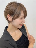 外国人風ショートヘア ハイライト アッシュベージュ t728