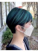 アンブレラカラー#マッシュ#ショート#グリーン#豊橋#豊川#田原