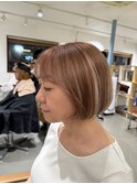 KENTA ブリーチ2回 ミルクティーデザインカラー×ボブ