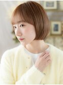 切りっぱなしナチュラルぱっつん前髪丸みボブa上尾20代30代40代