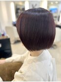 切りっぱなし前下りボブ/ピンク系ヴァイオレットカラー