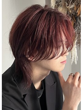 ネクストフォーヘアー(NEXT for hair) 赤髪 ウルフ メンズミディアム レッドブラウン