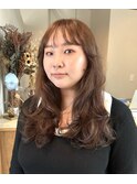 ブリーチなしミルクティーベージュロング外国人風カラー