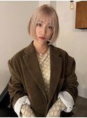 ハイトーンボブ ブロンドボブ 切りっぱなしボブ　ショートボブ