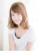 厚め前髪のゆるミックスカール