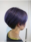 ハイトーンパープル2ブロックグラデーションボブ
