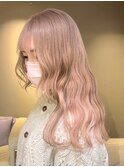 600栗色ミルクチョコレート波巻きブロンドヘアショコラピンク