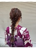 浴衣ヘアアレンジ 編みおろし