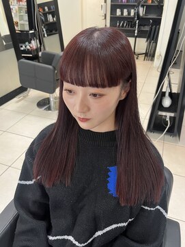 アクアオモテサンドウ(ACQUA omotesando) △ブリーチなしダブルカラーレッドボルドーカラーフルバング