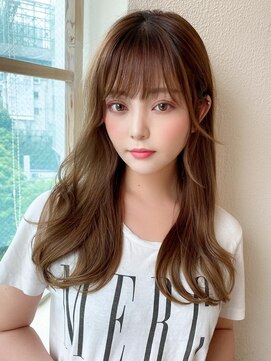 ラルユー 金山(LallYou) 黒髪/グレーベージュ/レイヤーロング/前髪パーマ