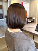 丸みボブ 20代30代 艶カラー ナチュラルブラウン 透明感