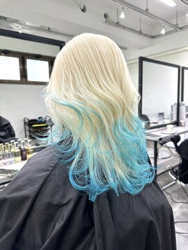 ポプルス(popls) 毛先カラー/デザインカラー/水色グラデーション/推しカラー