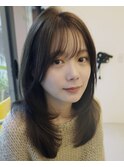 レイヤーカット/レイヤー/顔周り/ミディアム/オリーブベージュ