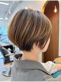 大人ショート/ハイライトカラー/30代40代50代60代似合わせ 