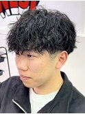 波巻きパーマメンズツイストスパイラルパーマツーブロック