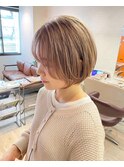 ブリーチ1回ベージュカラーボブ
