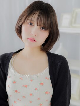 モッズヘア 越谷(mod's hair) 斜めバング暗髪ひし形小顔丸みショートボブa越谷20代30代40代