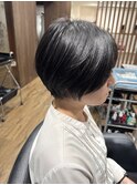 丸みショート　艶髪　大人綺麗　黒髪　大和八木