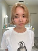 切りっぱなしショート・ボブ/ミニボブ/前髪なし/20代/ロブ/丸顔
