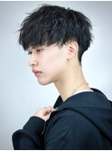 王道 無造作パーマツーブロック刈り上げショートマッシュ サイド