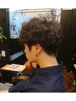 バイナル マッシュショート+ソフトツーブロック+パーマ