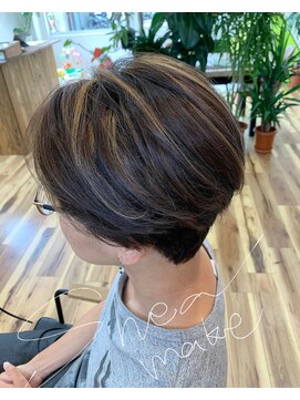 エスヘアーメイク(S Hair Make) メンズ前下がりショート×ハイライト