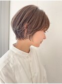 【東 純平】大人可愛い小顔丸みショート+くすみカラー
