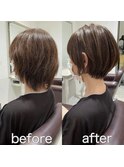 上質ショートボブba/明るめベージュカラー/豊岡
